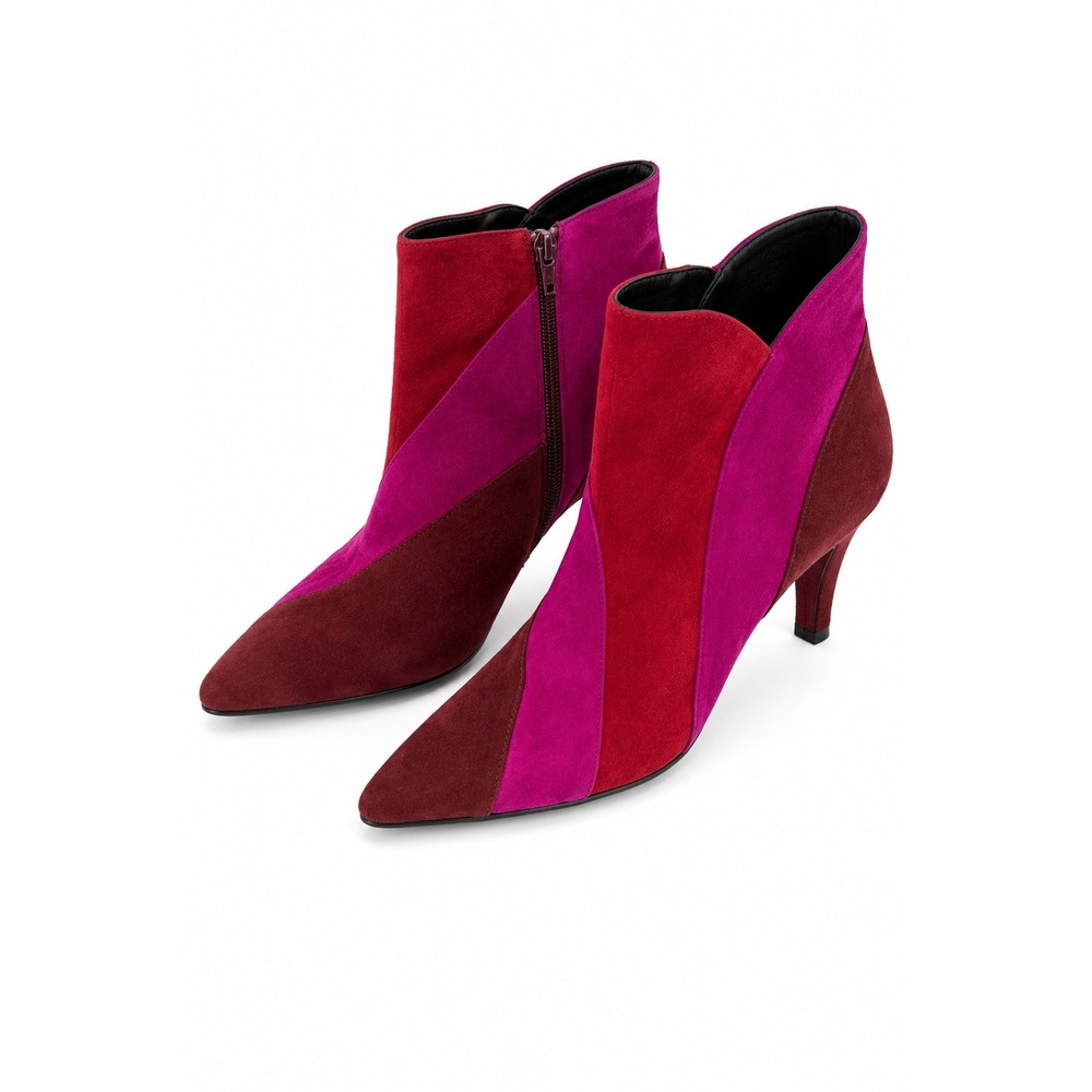 Vaneli Flynne Colorblock Suede Pointed Toe Ankle Booties Berry Pink Burgundy 6